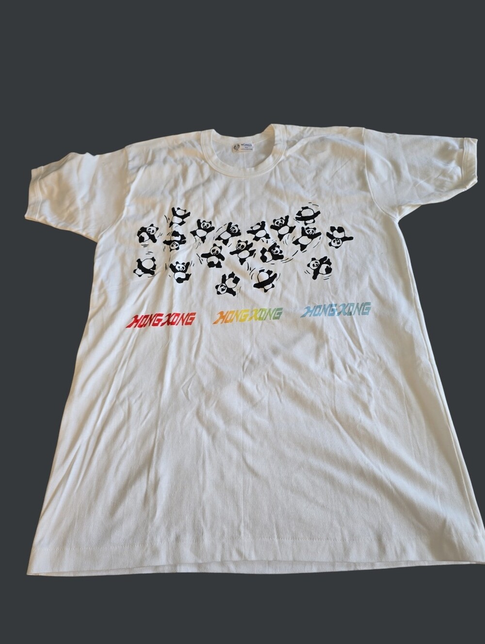 Vintage Wong's Hong Kong Leaping Pandas T- Shirt White Size 42 (M/L) Cotton READ